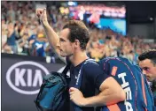  ?? SAEED KHAN/GETTY-AFP ?? Andy Murray waves to fans after his five-set loss at the Australian Open, but it’s not necessaril­y goodbye to tennis.