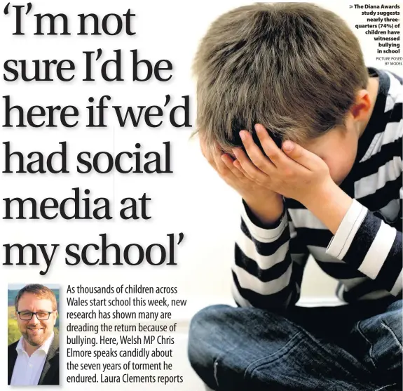  ?? PICTURE POSED BY MODEL ?? > The Diana Awards study suggests nearly threequart­ers (74%) of children have witnessed bullying in school