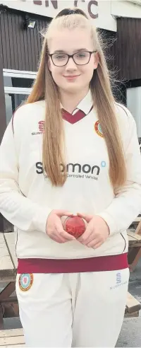  ??  ?? Olivia Blomley has followed her dad and brother to play for Haslingden Cricket Club