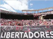  ?? — Reuters ?? General view of River Plate’s fans inside the stadium before the match.