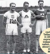  ??  ?? READY TO GO: Athletes from the USA, Ireland and Australia at the 1932 Tailteann Games