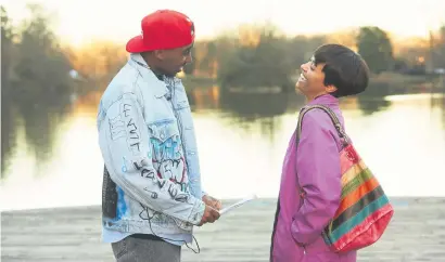  ?? All Eyez On Me. ?? FRIENDSHIP. Demetrius Shipp Jr, left, as Tupac Shakur and Kat Graham as Jada Pinkett, who was one of Shakur’s best friends, from the movie