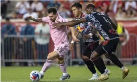  ?? William Volcov/Shuttersto­ck ?? Lionel Messi takes on the New York Red Bulls during a game last week. Photograph: