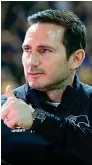  ??  ?? As Derby battle to maintain their play-off place we will see if Frank Lampard (above) was right to trust owner Mel Morris with his first job in management. If there is any consolatio­n, however, at least he didn’t work for West brom.