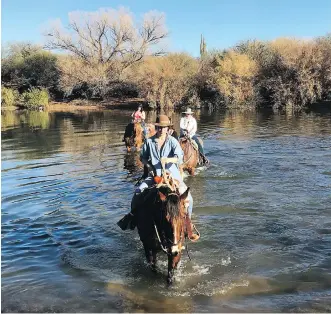  ??  ?? Riding horseback through the Verde River is a one-of-a-kind, true western Scottsdale adventure.