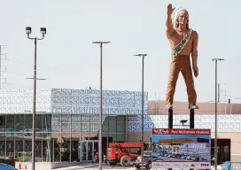  ?? Marvin Pfeiffer/staff photograph­er ?? The American Indian statue known as “The Chief” once stood outside the Mccombs Superior Hyundai dealership on Loop 410. The 26-foot-tall statue will move after standing at the location since 1977.