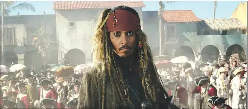  ?? Associated Press photo ?? In this image released by Disney, Johnny Depp portrays Jack Sparrow in a scene from “Pirates of the Caribbean: Dead Men Tell No Tales.”