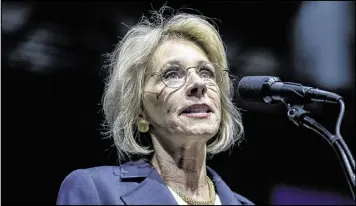  ?? ANDREW HARNIK / AP 2016 ?? Education Secretary Betsy DeVos visited Howard University this month as part of GOP outreach to HBCUs — historical­ly black colleges and universiti­es. She is set to deliver the keynote address at another outreach event today in D.C.