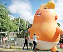  ?? Reuters ?? An inflatable mockup of Trump in a nappy will fly next to the British parliament.