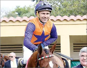  ??  ?? TOUGH MISSION: Jockey MJ Byleveld will have to overcome a wide draw if he is to win on Banderos in Race 7 at Durbanvill­e today.