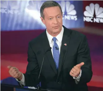  ??  ?? Former Maryland Gov. Martin O’Malley brought up his state’s experiment of setting budgets for all hospitals during the Jan. 17 Democratic debate in Charleston, S.C.