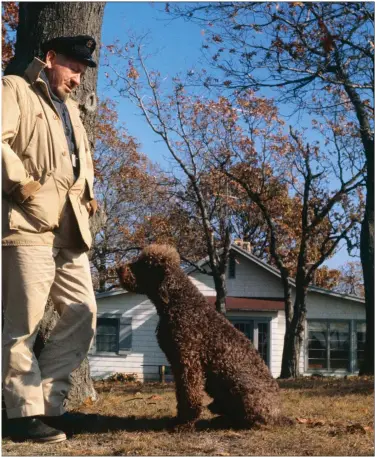  ??  ?? John Steinbeck with his poodle Charley, the ‘hero’ of his book Travels with Charley, an account of his 1960 road trip around the United States. Opposite: the author