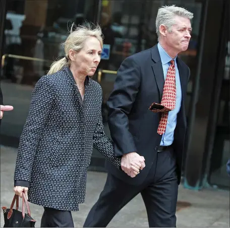  ?? MATT STONE — BOSTON HERALD ?? Elisabeth Kimmel, who owned KFMB stations in San Diego, leaves the federal courthouse in Boston after a Varsity Blues hearing in 2019. She now wants to overturn her conviction in the college admissions scandal.