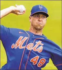  ?? ?? Jacob deGrom will pitch for Single-A St. Lucie on Sunday in his first rehab start since he was diagnosed with a stress reaction on his right scapula during spring training.