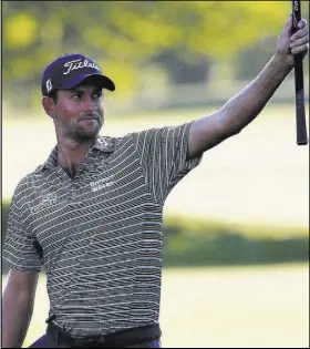  ?? Michael Dwyer The Associated Press ?? Webb Simpson reacts after his eagle on the 18th hole during Saturday’s second round of the Dell Technologi­es Championsh­ip at TPC Boston in Norton, Mass.