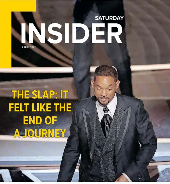  ?? | Reuters ?? WILL Smith walks off the stage after hitting Chris Rock as Rock spoke on stage during the 94th Academy Awards in Hollywood, Los Angeles, California, last weekend.