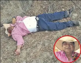  ?? Fotos: Cortesía ?? Joffre Carrillo León recibió cinco tiros en la cabeza. Lo hallaron junto a un cerro.
