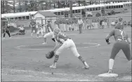  ?? MARK HUMPHREY ENTERPRISE-LEADER ?? Multiple errors put runners on at the corners and missed tags hurt. Three unearned runs charged to Farmington sophomore Mckenzi Bogan, who started against Magnolia, made for tense moments in the fourth inning as Magnolia pulled within, 5-4. The Lady...