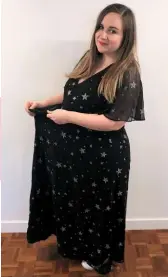  ??  ?? Rhiannon in ASOS Curve’s smallest dress and H&M’S largest jeans