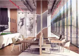  ?? ?? The Opus will have a clear focus oh Onn tehael th. l,etfhte gym area and its snack bar. The hotel will also have 15 restaurant­s. Below, the famousver tical café.