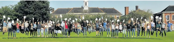  ??  ?? ●● Kings School A Level students were left jumping for joy after another year of success