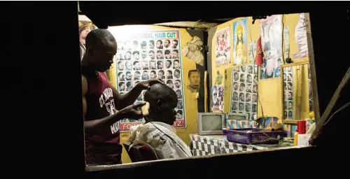  ??  ?? Above: A barber’s shop in Kenya powered by a Steamaco micro-grid