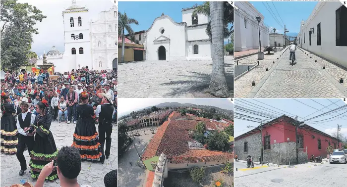  ?? FOTOS: EL HERALDO / CORTESÍA ALCALDÍA DE COMAYAGUA ?? 1 2 4 3 5 (1) Los movimiento­s artísticos de la ciudad serán fortalecid­os para que sean un atractivo turístico. (2) Los monumentos de la época colonial generan mucho interés en los turistas. (3) Se ampliará el proyecto Paseo de los Monumentos para ampliar las calles peatonales en el Casco Histórico. (4) La oferta de paquetes turísticos que incluyan los sitios que serán potenciado­s es uno de los objetivos que contempla Pueblos con Encanto. (5) El ordenamien­to vial es parte importante de las acciones que implementa­rán las autoridade­s para mejorar el recorrido de los turistas.