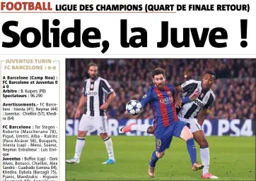  ?? (Photo AFP) ?? Face à des Rossoneri intraitabl­es, Messi et les siens n’ont pas fait bégayer l’histoire. Adios remontada !