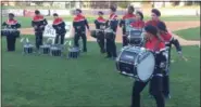  ?? CHAD FELTON — THE NEWS-HERALD ?? The Harvey Red Raider Marching Drum Line tears it up at Classic Park in Eastlake on Sept. 12 during United Way of Lake County’s 2018 Giving Campaign Kickoff event.