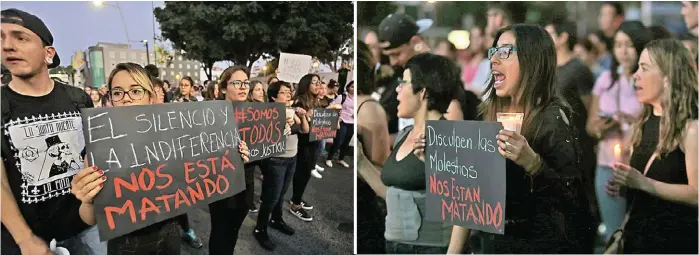  ?? FOTOS: FERNANDO CARRANZA ?? “Vivos de los llevaron, vivos los queremos”, exigieron en la protesta, en la que también encendiero­n velas en honor a las víctimas