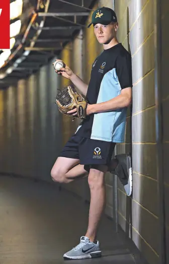  ??  ?? RISING STAR: Baseballer Jarryd Wood wants to play in the US. Picture: MIKE DUGDALE