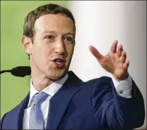  ?? ASSOCIATED PRESS FILE ?? Facebook CEO Mark Zuckerberg issued his second public apology in less than two weeks Tuesday. This time for showcasing Facebook’s virtual reality capability with a tour of hurricane-ravaged Puerto Rico.