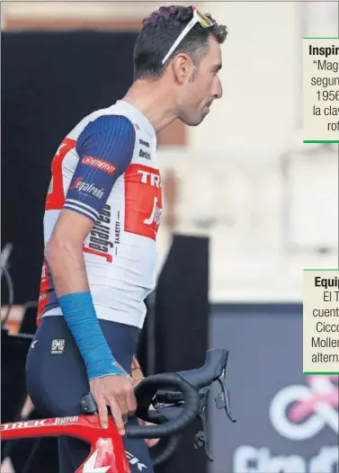  ??  ?? Vincenzo Nibali, antes del protocolar­io control de firmas de la salida de Stupinigi, con su vendaje.