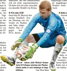  ?? Foto: Oliver Reiser ?? Seit elf Jahren steht Michael Kratzer beim SV Erlingen zwischen den Pfosten. Zuletzt durfte er zwei Aufstiege in Folge mitfeiern.