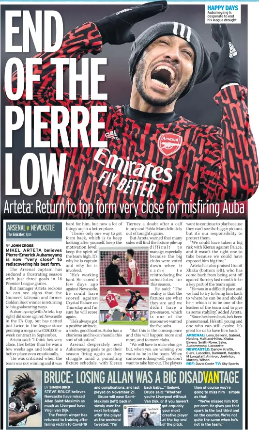  ?? ?? HAPPY DAYS Aubameyang is desperate to end his league drought