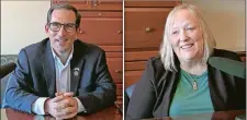  ?? PETER HUOPPI/THE DAY ?? Two-term Republican incumbent Rep. Doug Dubitsky, left, is facing another challenge from Democrat Kate Donnelly, right, for the 47th House District.