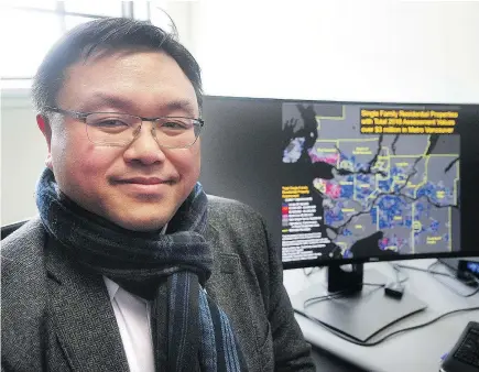  ?? NICK PROCAYLO/PNG ?? Simon Fraser University Prof. Andy Yan determined that the NDP’s real-estate tax measures will apply to a few areas in Metro Vancouver where the most expensive homes are found.