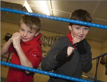  ??  ?? Tough Cookies: Jack Hudson and Jack Ryan at the Arklow Boxing Club Garda inter-club tournament.