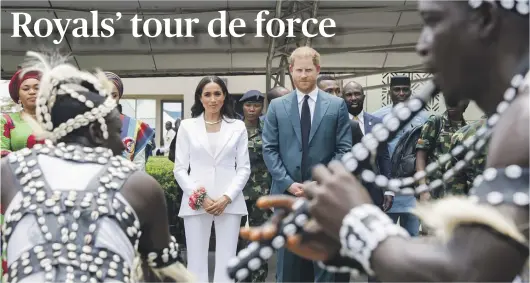  ?? GETTY IMAGES ?? Prince Harry, Duke of Sussex, and Meghan, Duchess of Sussex, during their three-day visit to Nigeria.