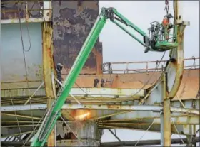  ?? PETE BANNAN — DIGITAL FIRST MEDIA ?? The 750,000-gallon water tank at the Pennhurst State Hospital property is coming down this week.