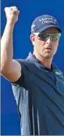  ?? CHUCK BURTON / AP ?? Henrik Stenson reacts to making a birdie putt on the 17th hole during Sunday’s final round of the Wyndham Championsh­ip in Greensboro, North Carolina. Stenson closed with a 64 to win the final event of the PGA Tour regular season.