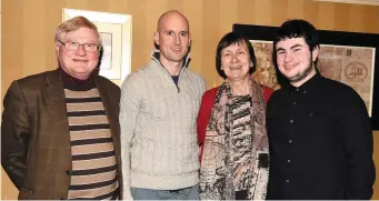  ?? Photo by Michelle Cooper Galvin. ?? Jim Gleeson, Michael and Margaret O’Donoghue and Dara Lawlor Killarney participat­ing in the Brains of Kerry final in the Killarney Avenue Hotel, Killarney on Thursday.