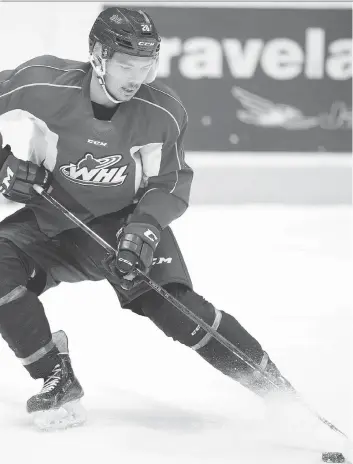  ?? TROY FLEECE ?? Defenceman Brady Pouteau is back for his second tour of duty with the Regina Pats after being acquired from the Lethbridge Hurricanes and will be counted on to be a Top 6 defender for the Memorial Cup hosts.