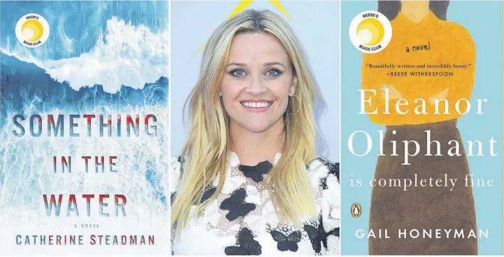  ?? Photo / AP ?? Reese Witherspoo­n with two novels she selected for her book club, and Publishers are now putting Reese stickers on her selections.