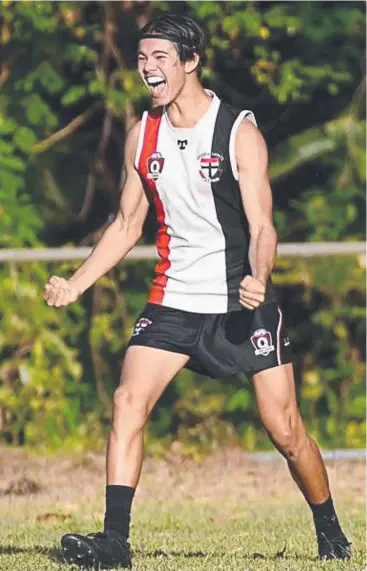  ?? Picture: RICHARD NICHOL ?? SUNS-BOUND: Troy Clarke Scholarshi­p recipient Austin Harris has enjoyed a standout season for Cairns Saints.