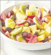  ?? ?? This fruit salad takes a simple side dish of mixed fruit and elevates it with a lovely honey yoghurt dressing! It’s a delicious way to dress up your fresh fruit and perfect for summer!