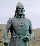  ??  ?? A statue of Erik the Red, whose descendant­s built colonies in Greenland, before vanishing.