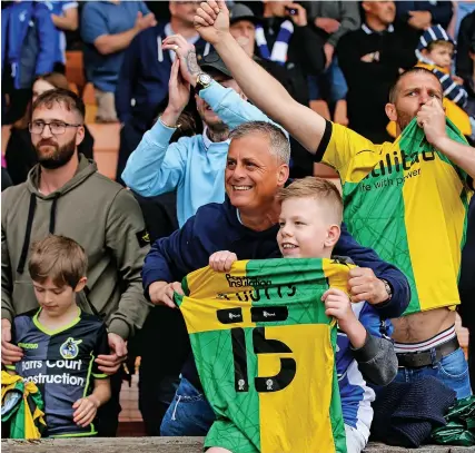  ?? Picture: Robbie Stephenson/JMP ?? One delighted Bristol Rovers fan holds up Paul Coutts’ shirt after it was given to him at the end of yesterday’s 3-1 victory against Port Vale