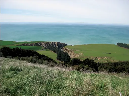  ??  ?? Above: A view of the coastline from the hilltop. Tirimoana Walkway, Kate Valley