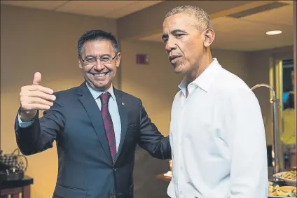  ?? FOTO: FC BARCELONA ?? Josep Maria Bartomeu explicó a Barack Obama los proyectos que el Barça tiene en marcha y en mente en Estados Unidos